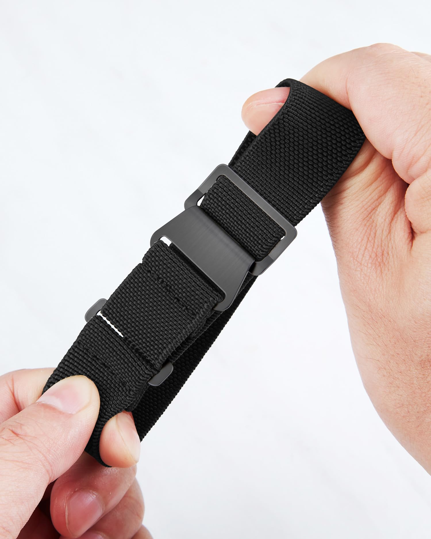 BINLUN BINLUN Waterproof Elastic Fabric Nylon Watch Band Military Replacement Strap for Men Women Silver Black Buckle 18 20 22mm - View 2 of 7