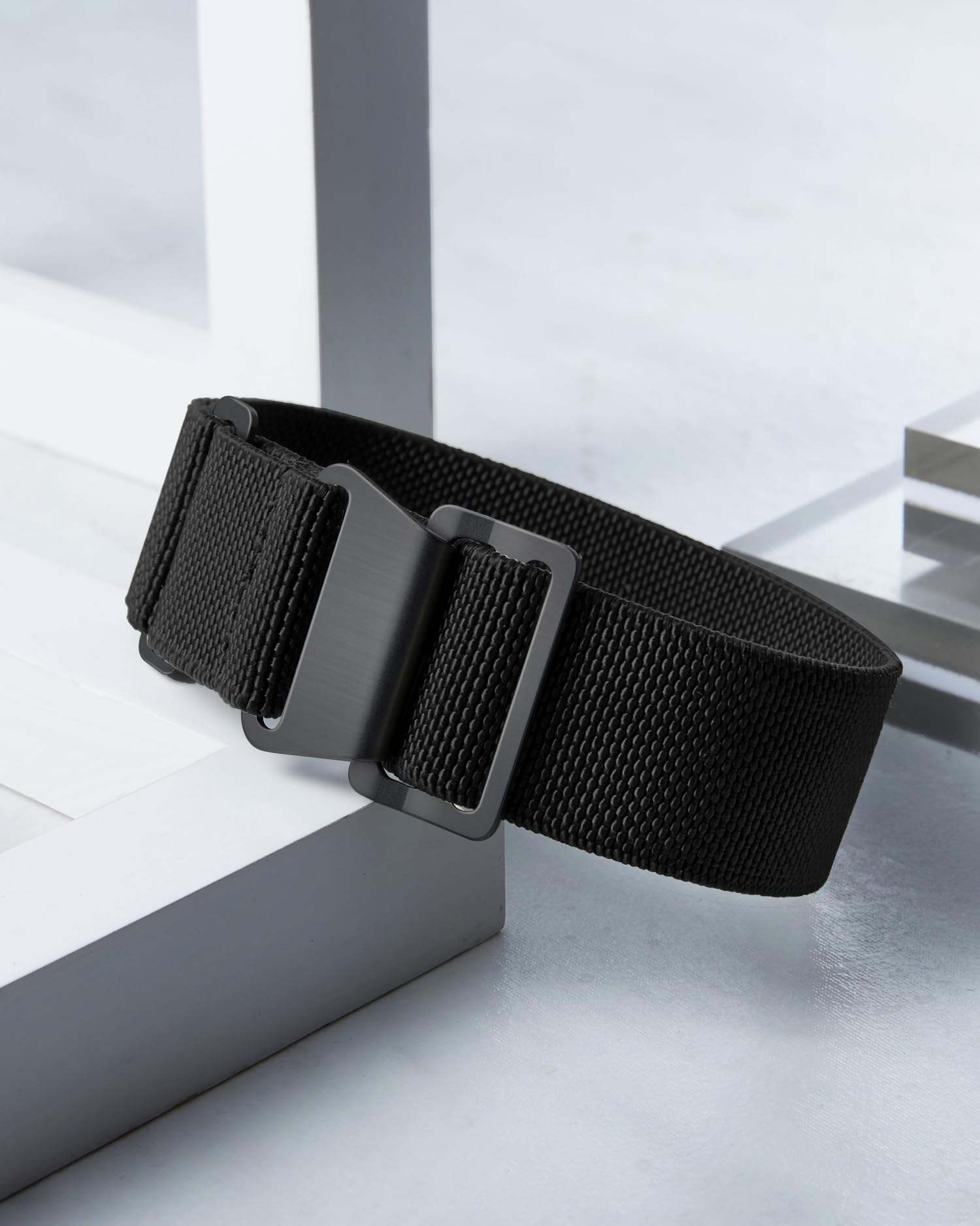 BINLUN BINLUN Waterproof Elastic Fabric Nylon Watch Band Military Replacement Strap for Men Women Silver Black Buckle 18 20 22mm - View 3 of 7