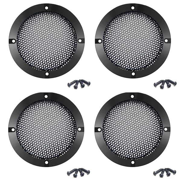 Fielect 4Pcs 2 Inch Black Metal Speaker Grill Cover Decorative SubWoofer Grille with Screws Audio Accessories