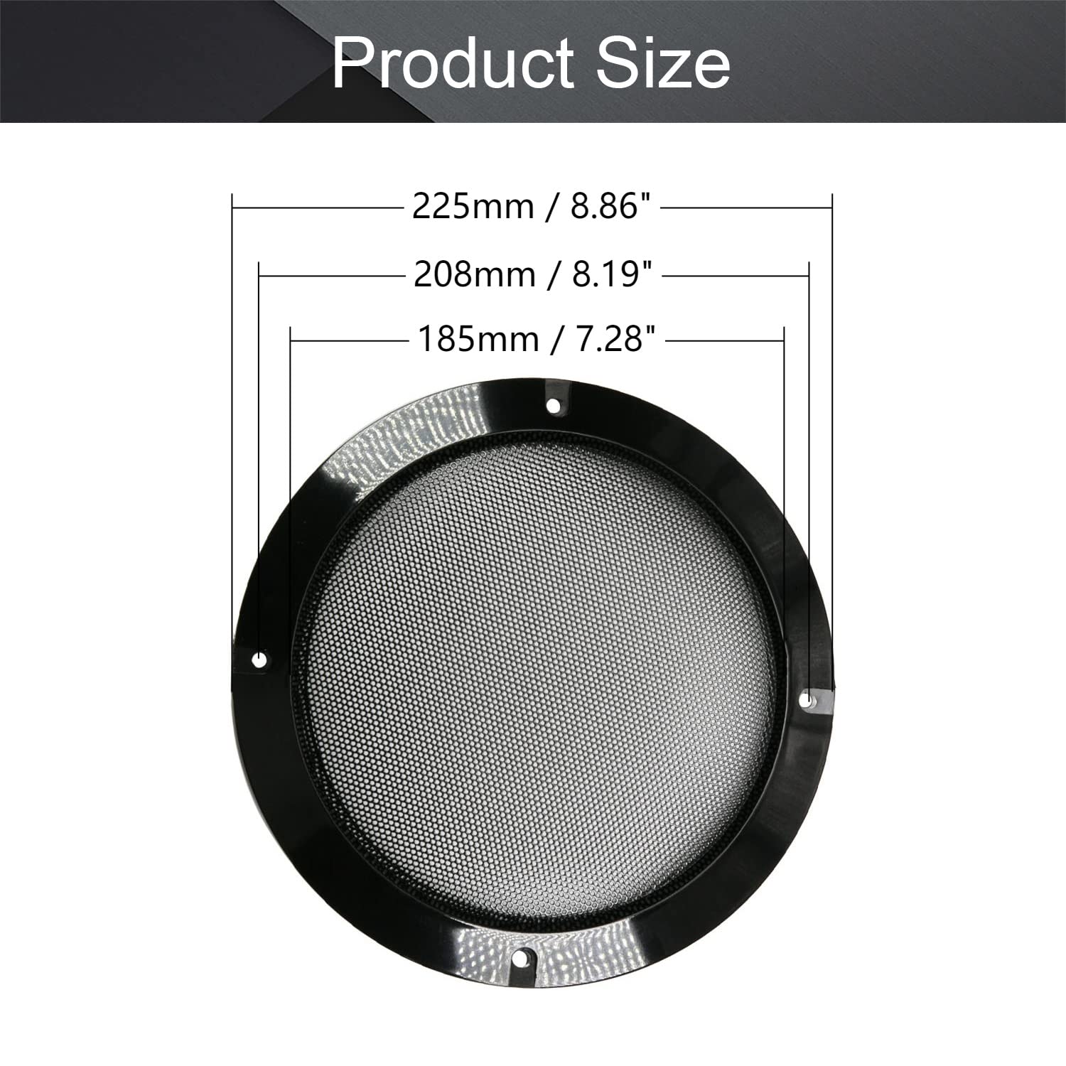 Fielect Fielect 2Pcs 8 Inch Speaker Grill Cover Black Metal Trim Subwoofer Guard Protector Audio Accessories with Screws - View 2 of 7