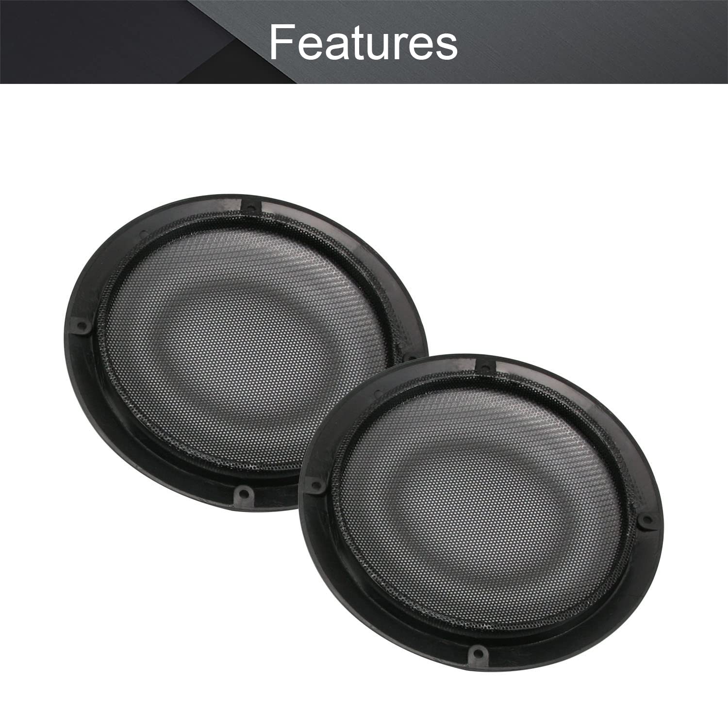 Fielect Fielect 2Pcs 8 Inch Speaker Grill Cover Black Metal Trim Subwoofer Guard Protector Audio Accessories with Screws - View 5 of 7