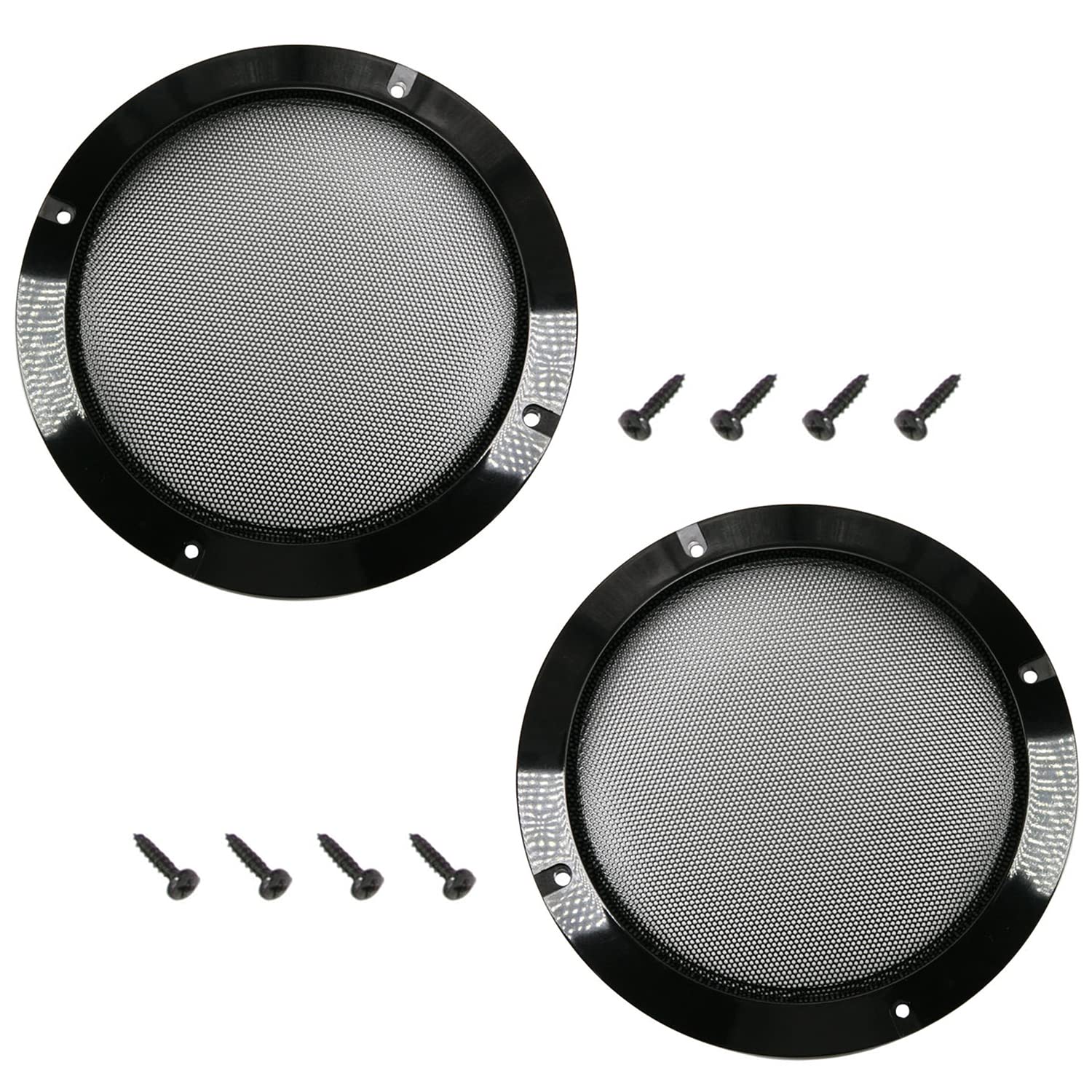 Fielect 2Pcs 8 Inch Speaker Grill Cover Black Metal Trim Subwoofer Guard Protector Audio Accessories with Screws