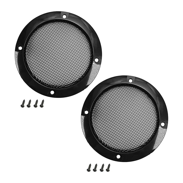 Fielect 2Pcs 3 Inch Speaker Grill Cover Mesh Decorative Subwoofer Guard Black Metal Trim Audio Accessories