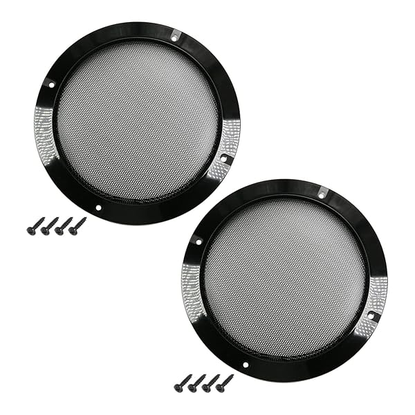 Fielect 2Pcs 6.5 Inch Speaker Grill Mesh Subwoofer Guard Protector Cover Black Metal Trim with Screws Audio Accessories