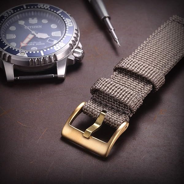 hemsut h Hemsut H 20mm Gold Watch Band Replacement Buckle Brushed 316L Stainless Steel Durable Stylish Accessory - View 3 of 4