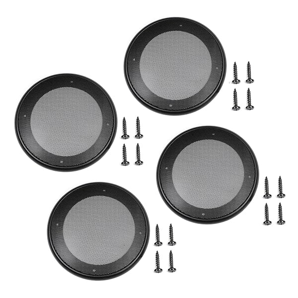 Fielect 4Pcs 5inch Speaker Grill Cover Mesh Decorative Woofer Guard Protector Black Cloth with Screws Audio Accessories