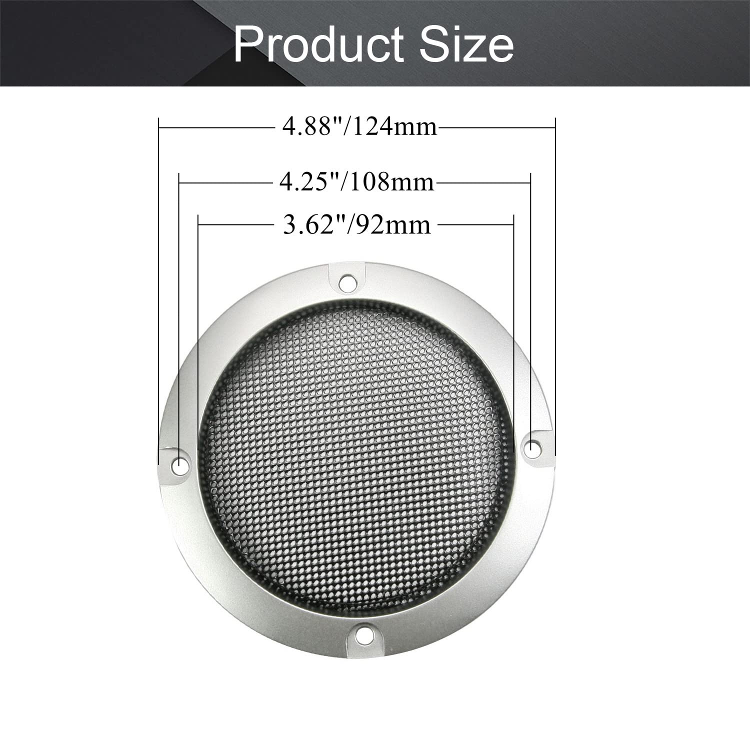 Fielect Fielect 4Pcs 4 Inch Silver Speaker Grill Mesh Cover SubWoofer Guard Protector with Screws Audio Accessories - View 2 of 9