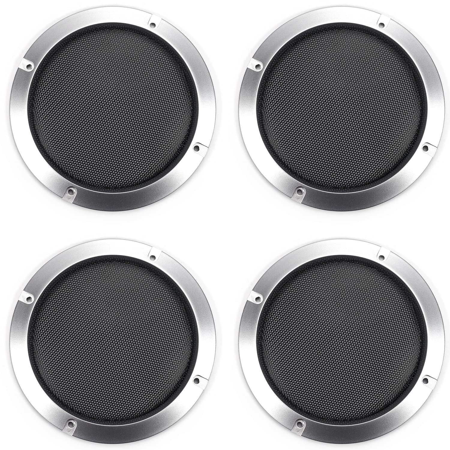 Fielect 4Pcs 4 Inch Silver Speaker Grill Mesh Cover SubWoofer Guard Protector with Screws Audio Accessories