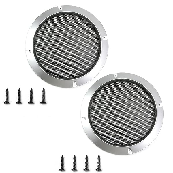 Fielect Fielect 2Pcs 6.5 Inch Speaker Grill Cover Mesh Decorative SubWoofer Guard Protector Audio Accessories Metal Trim Silver with Screws - View 2 of 9