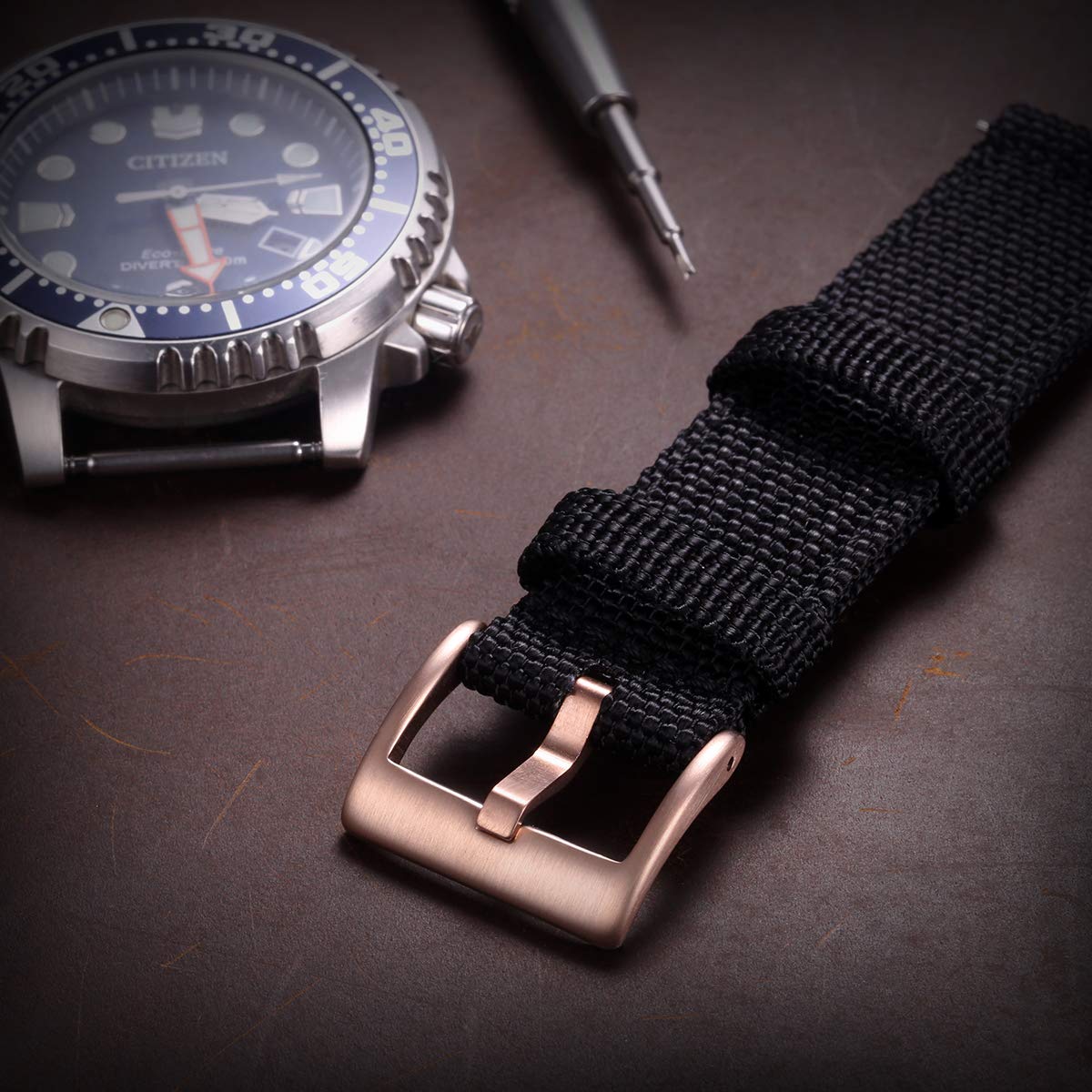 Hemsut 16mm Rose Gold Watch Band Replacement Buckle Brushed 316L Stainless Steel Quality and Style for Your Timepiece - View 2 of 3