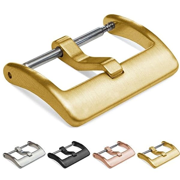 Hemsut H 18mm Gold Watch Band Replacement Buckle Brushed 316L Stainless Steel Durable Stylish Accessory