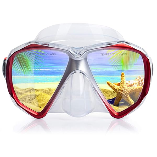 EXP VISION Panoramic HD Snorkel Diving Mask - Anti-Fog, Tempered Glass, Silicone Skirt for Adults & Youth with Nose Cover