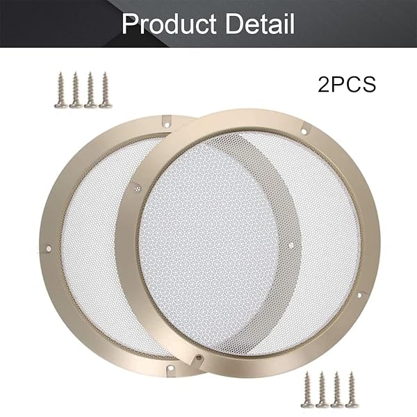 Fielect Fielect 8 Inch Speaker Grill Cover Mesh Gold Decorative Circle Woofer Guard Protector with Screws Audio Accessories 2Pcs - View 7 of 8