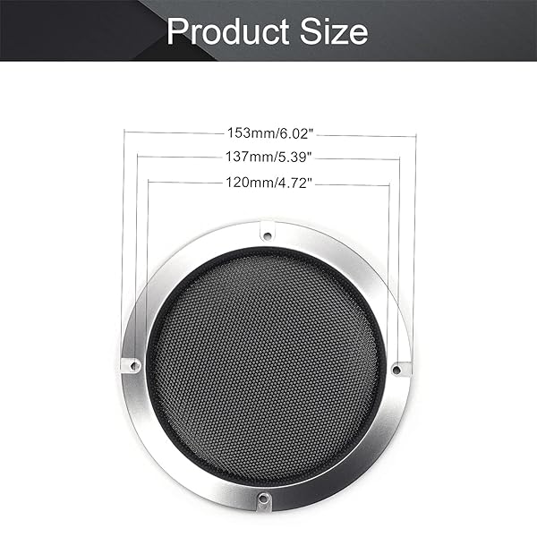 Fielect Fielect 2Pcs 5 Inch Speaker Cover Silver Metal Trim Grill Mesh Woofer Guard Protector with Screws Audio Accessories - View 3 of 8