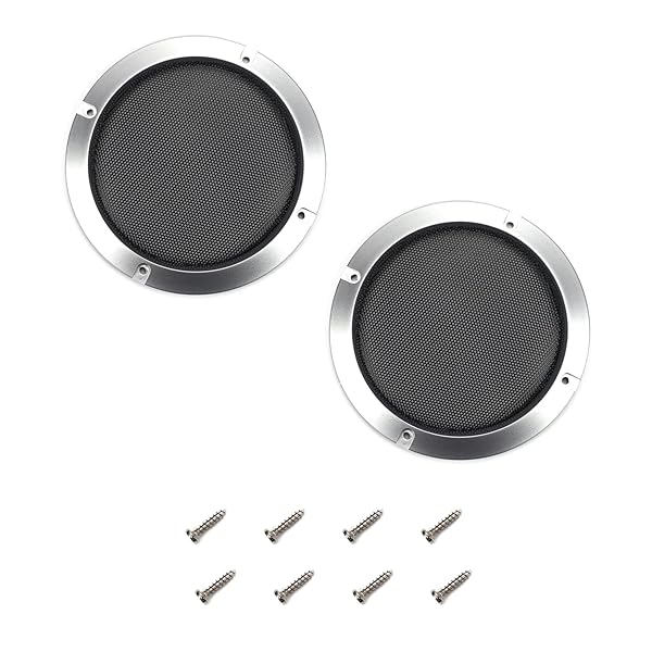Fielect Fielect 2Pcs 5 Inch Speaker Cover Silver Metal Trim Grill Mesh Woofer Guard Protector with Screws Audio Accessories - View 6 of 8
