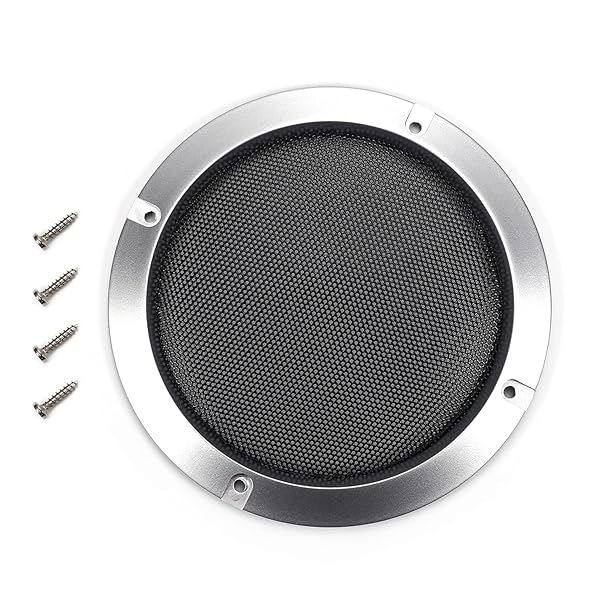 Fielect 2Pcs 5 Inch Speaker Cover Silver Metal Trim Grill Mesh Woofer Guard Protector with Screws Audio Accessories