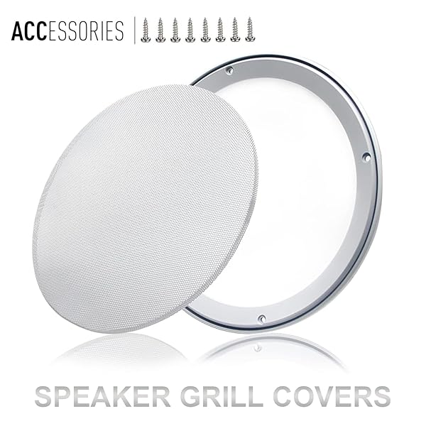Fielect Fielect 2Pcs 8 Inch White Speaker Grill Mesh Cover SubWoofer Guard Replacement with Screws for Car Speakers - View 5 of 7