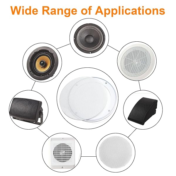 Fielect Fielect 2Pcs 8 Inch White Speaker Grill Mesh Cover SubWoofer Guard Replacement with Screws for Car Speakers - View 6 of 7