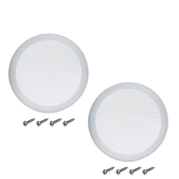 Fielect 2Pcs 8 Inch White Speaker Grill Mesh Cover SubWoofer Guard Replacement with Screws for Car Speakers