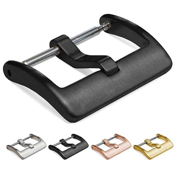 Hemsut H 18mm Rose Black Watch Band Replacement Buckle Brushed 316L Stainless Steel Durable Stylish Accessory