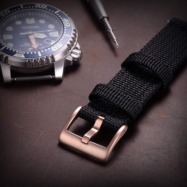 hemsut h Hemsut H 18mm Rose Gold Watch Band Replacement Buckle Brushed 316L Stainless Steel Durable Stylish Accessory - View 3 of 4