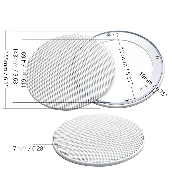 Fielect Fielect 5 Inch Speaker Grill Cover Mesh Decorative Circle Woofer Guard Protector Audio Accessories White with Screws - View 4 of 11