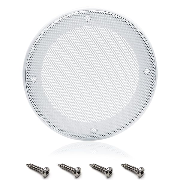Fielect Fielect 5 Inch Speaker Grill Cover Mesh Decorative Circle Woofer Guard Protector Audio Accessories White with Screws - View 2 of 11