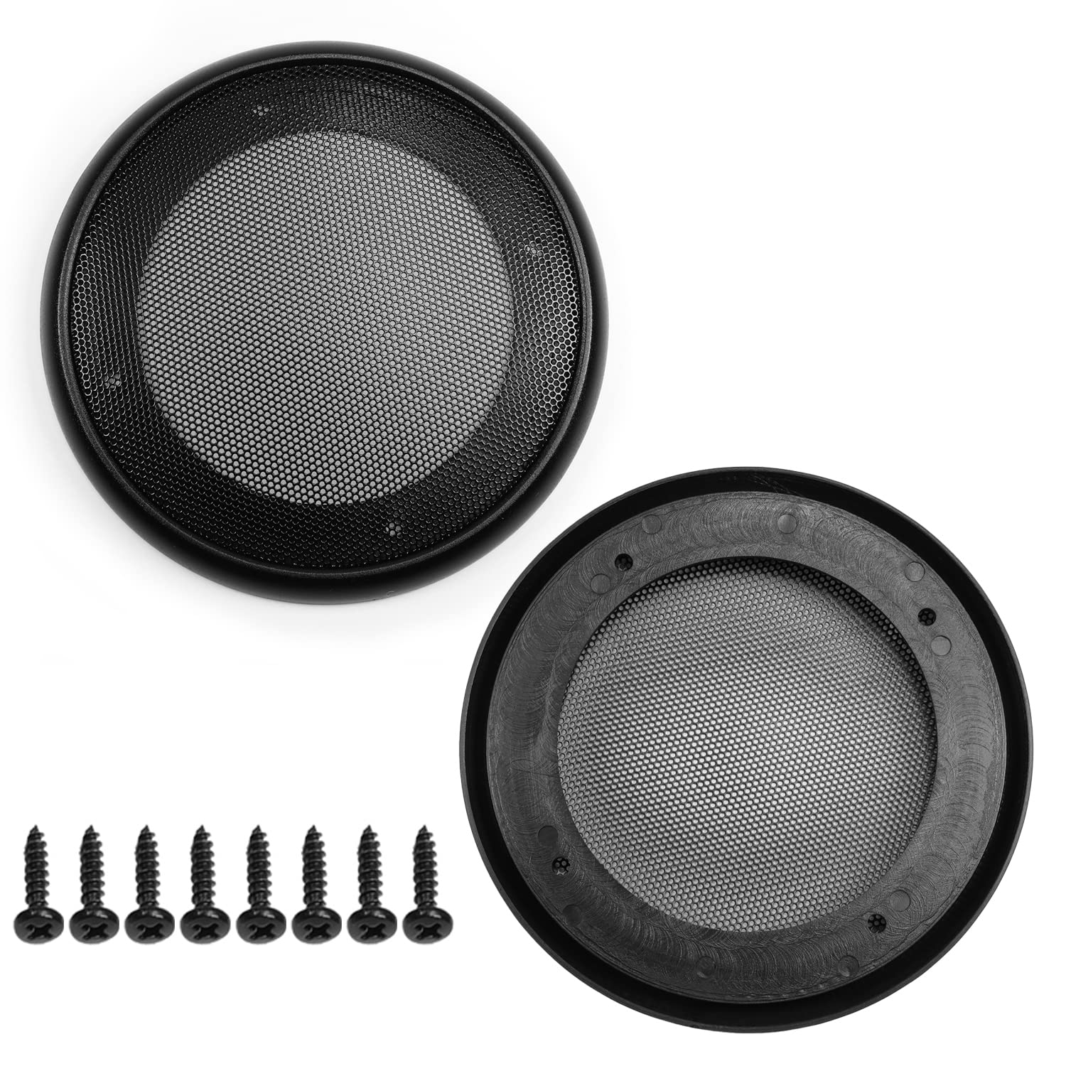 Fielect 4 Inch Speaker Grill Cover Mesh Decorative Woofer Guard Protector Audio Accessories Black Cloth with Screws Pack of 2