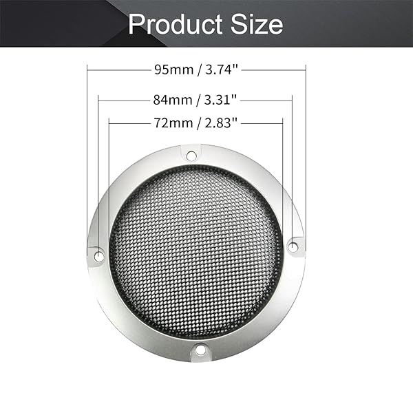 Fielect Fielect 4 Pcs 3 Inch Speaker Grill Mesh Decorative Circle Woofer Guard Protector Cover Audio Accessories Metal Trim Silver 16 Screws - View 3 of 8