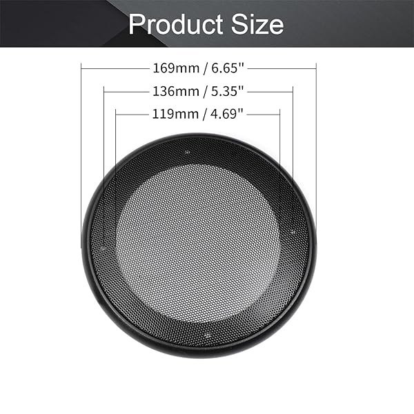Fielect Fielect 5 Inch Speaker Grill Cover Mesh Decorative Circle Woofer Guard Protector Audio Accessories Black Cloth with Screws 2Pcs - View 3 of 8