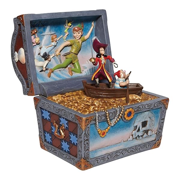Enesco Disney Traditions Jim Shore Peter Pan Treasure Chest Figurine - 8.5 Inch Captain Hook & Smee Collectible