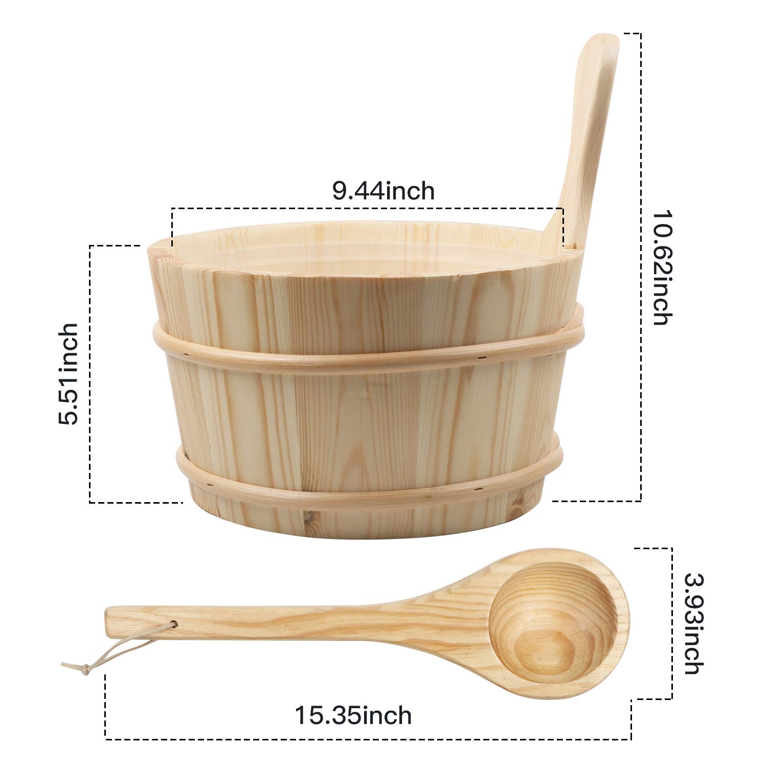 KAKUNM Premium Kakunm Sauna Bucket & Ladle Set - Cedar Wood Sauna Accessories for Men & Women - View 4 of 7