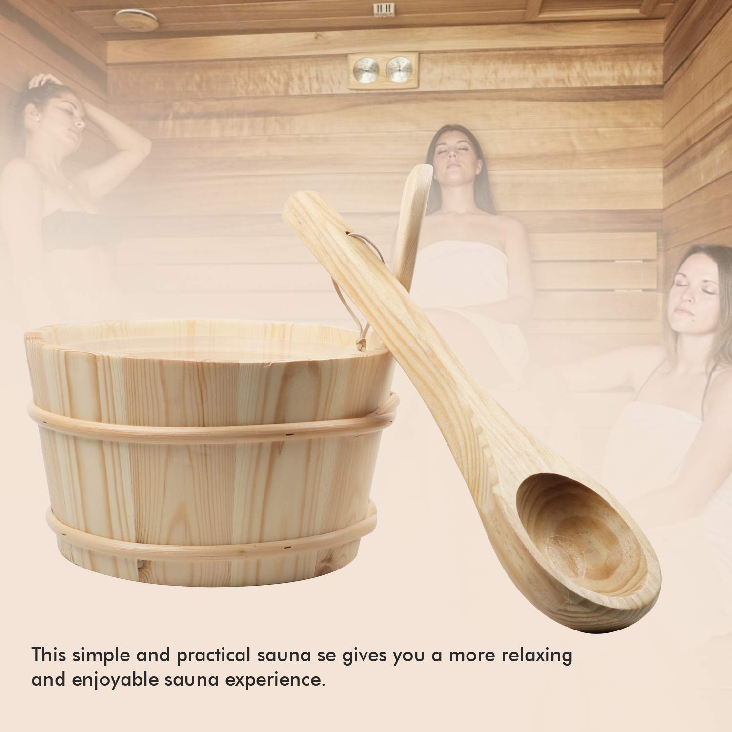 KAKUNM Premium Kakunm Sauna Bucket & Ladle Set - Cedar Wood Sauna Accessories for Men & Women - View 5 of 7
