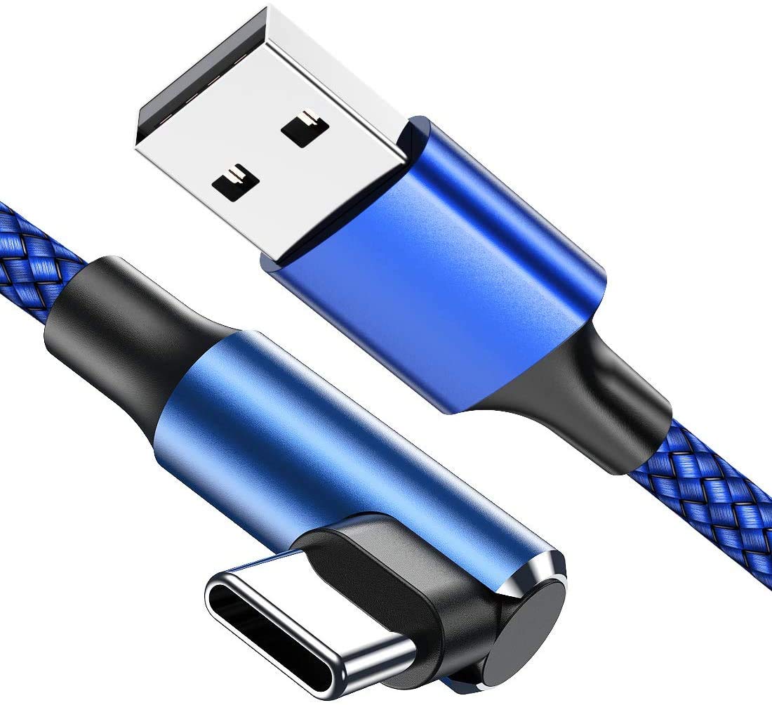 EWUONU USB C Cable 90 Degree Right Angle 2Pack 10FT Fast Charging Nylon Braided for Samsung Galaxy S22 Ultra S21 Note 20 PS5 Google Pixel iPad Pro - View 7 of 7