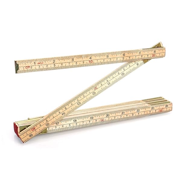 QWORK QWORK 6 FT Folding Wood Rule Foldable Ruler with US and Metric Measurements Ideal for Carpenters