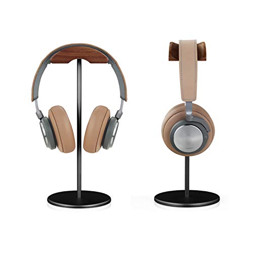 QinCoon QinCoon Headphone Stand, Walnut Wood &amp; Aluminum Headset Stand, Nature Walnut Gaming Headset Holder with Solid Heavy Base for All Headphone Sizes (Black) - View 2 of 7