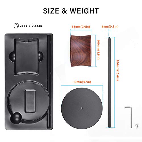 QinCoon QinCoon Headphone Stand, Walnut Wood &amp; Aluminum Headset Stand, Nature Walnut Gaming Headset Holder with Solid Heavy Base for All Headphone Sizes (Black) - View 6 of 7