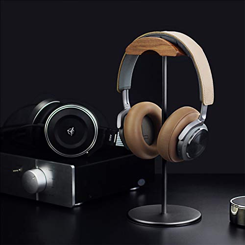 QinCoon QinCoon Headphone Stand, Walnut Wood &amp; Aluminum Headset Stand, Nature Walnut Gaming Headset Holder with Solid Heavy Base for All Headphone Sizes (Black) - View 7 of 7