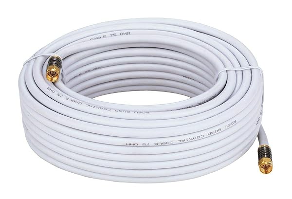 Cables Direct Online Cables Direct Online 100ft White Quad Shield RG6 Coaxial Cable for Satellite Dish Cable TV Antenna Digital HD 3GHz Coax Cord