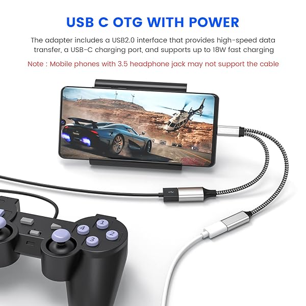 MOGOOD USB C OTG Splitter & Adapter with 18W PD Charging for Samsung Galaxy S22, Note 10, Switch, Chromecast & More - View 5 of 8