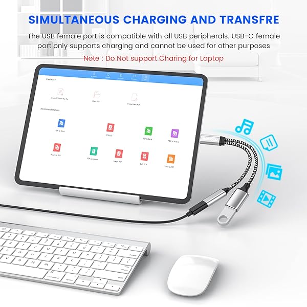 MOGOOD USB C OTG Splitter & Adapter with 18W PD Charging for Samsung Galaxy S22, Note 10, Switch, Chromecast & More - View 6 of 8