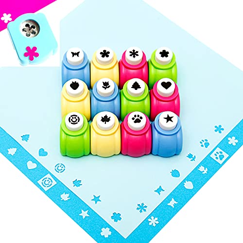 QIQQIKIN 12pcs Craft Hole Punch Set for Kids - Star, Butterfly, Leaf & More | Mini Paper Punches for Scrapbooking & Nail Art