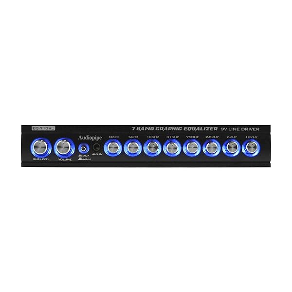 Audiopipe Audiopipe 7 Band Graphic Equalizer with HiLo 9V Line Driver EQ-710HL for Superior Sound Control - View 4 of 5