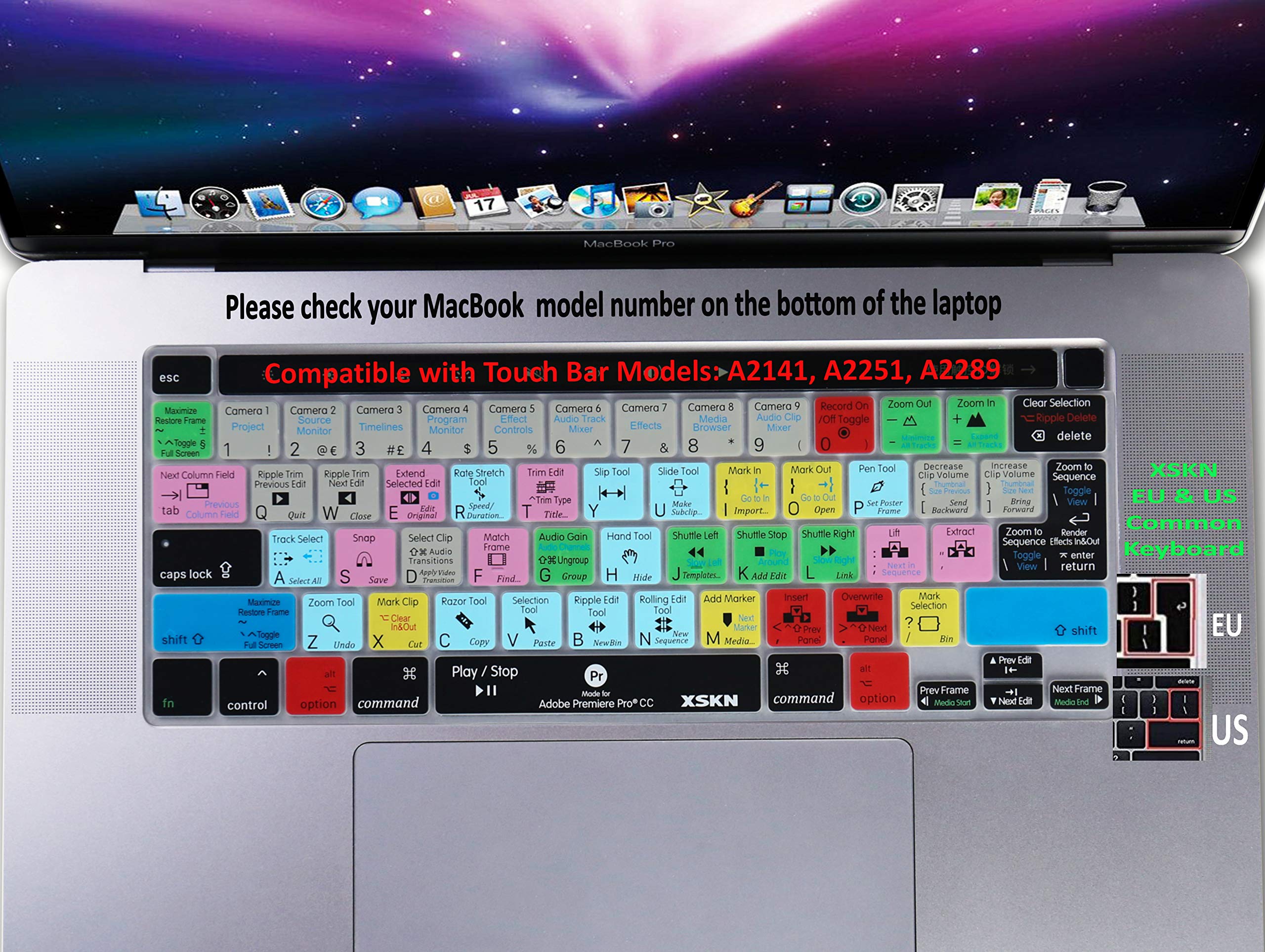 XSKN Silicone Keyboard Cover for MacBook Pro 16 inch A2141 and 13.3 inch A2338 M1 A2251 A2289 with Touch Bar and Touch ID - View 7 of 7