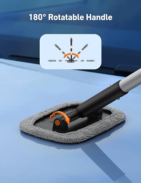 AstroAI AstroAI Windshield Cleaner Microfiber Car Window Cleaner with Reusable Washable Pads and Extendable Handle Auto Glass Wiper Kit Gray - View 4 of 9