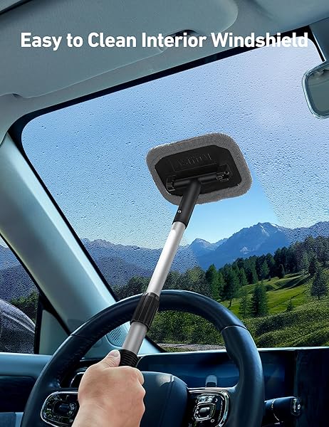 AstroAI AstroAI Windshield Cleaner Microfiber Car Window Cleaner with Reusable Washable Pads and Extendable Handle Auto Glass Wiper Kit Gray - View 5 of 9