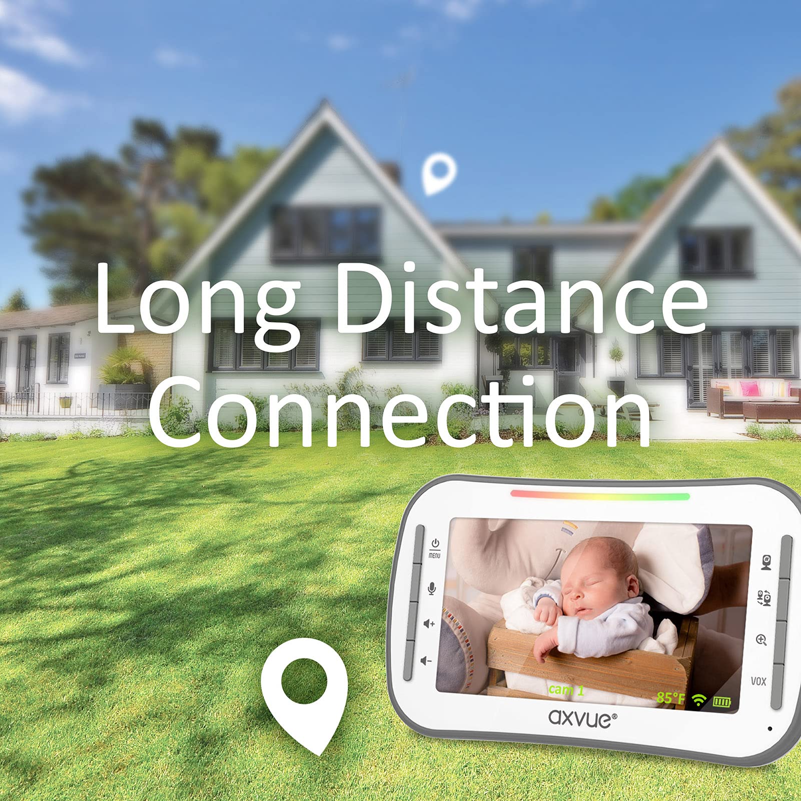 Axvue Axvue Video Baby Monitor with 4.3 Inch Screen and 2 Cameras 1000ft Range 12 Hour Battery Life Night Vision and Two Way Talk - View 6 of 7