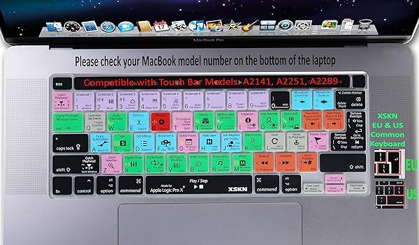 XSKN XSKN Logic Pro X Silicone Keyboard Cover for 2019 MacBook Pro 16 inch A2141 and 2020 MacBook Pro 13.3 inch A2251 A2289 Touch Bar - View 8 of 8