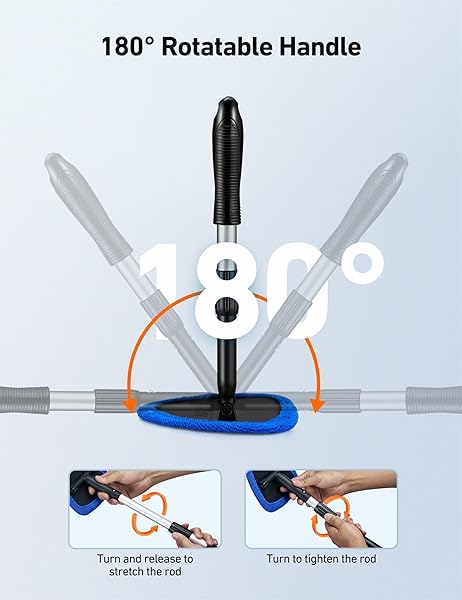 AstroAI AstroAI Windshield Cleaner Tool Car Interior Detailing Kit with Extendable Handle and Reusable Microfiber Pads for Auto Glass Wiping - View 4 of 9