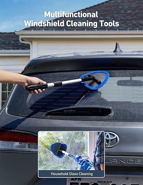 AstroAI AstroAI Windshield Cleaner Tool Car Interior Detailing Kit with Extendable Handle and Reusable Microfiber Pads for Auto Glass Wiping - View 5 of 9